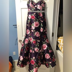 B.Darlin floral ball gown formal bridesmaid mermaid long dress w Matching BOWTIE